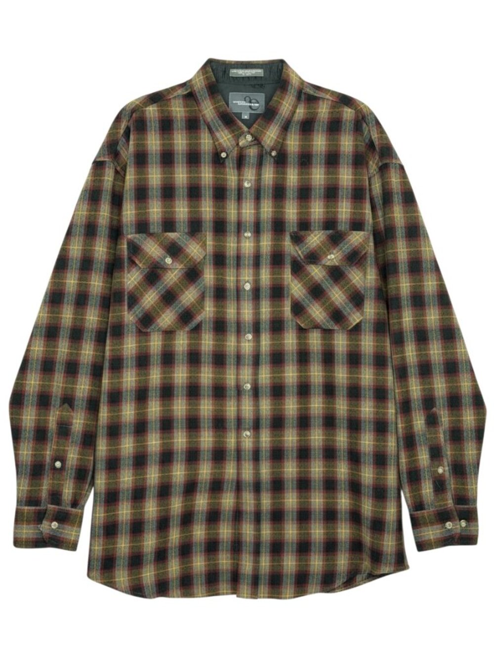 Outdoor Exchange Flannel Button Front Shirt Men Plaid Gray Brown Red XL